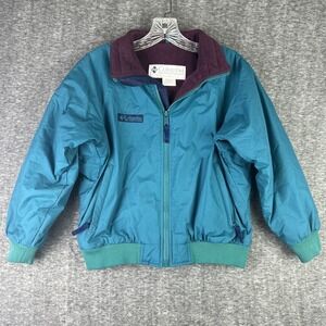 Vintage Columbia Sportswear‎ Green Full Zip Puffer Jacket Youth Size 10/12